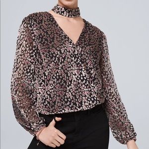Velvet Blouse With Removable Choker Detail
